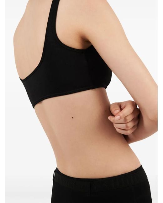 Prada Black Interlock-Weave Square-Neck Bikini Top