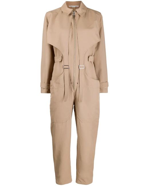 Stella McCartney Natural Buckle-Embellished Cargo Jumpsuit