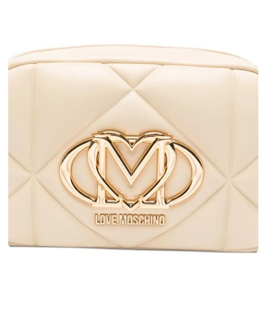 Love Moschino Natural Quilted Logo Crossbody Bag