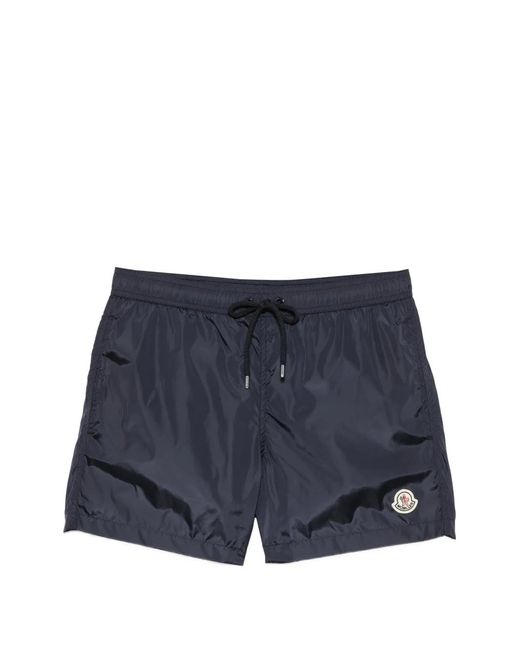 Moncler Blue Boxer Mare Logo-Patch Drawstring Swim Shorts for men