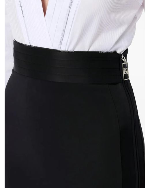 Elisabetta Franchi Black Satin-Detail Long Skirt