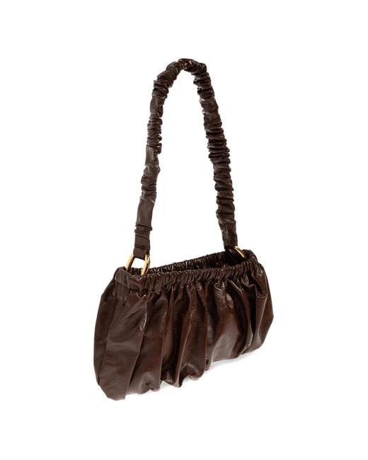 Marni Brown Ruched-Leather Tote Bag