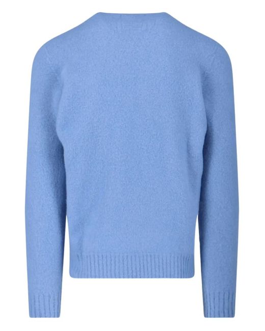 Drumohr Blue Crew-Neck Wool Sweater for men