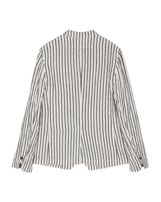 Forme D'expression White Stripe-Pattern Jacket