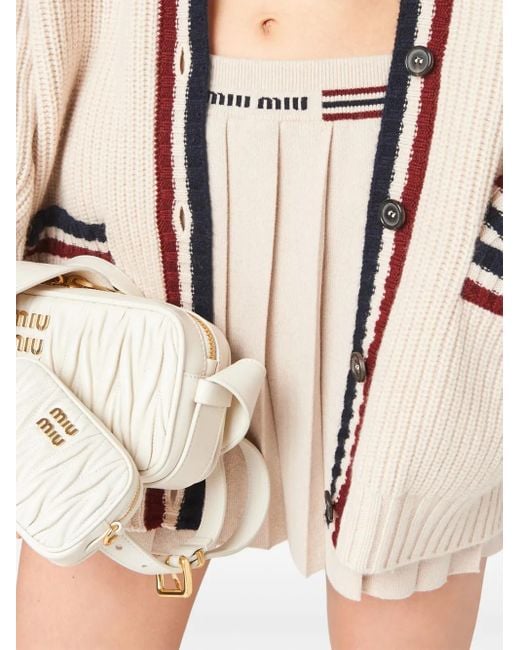 Miu Miu Neutral Cashmere Pleated Skirt - Women's - Cashmere Miu Miu Neutral Cashmere Pleated Skirt - Women's - Cashmere