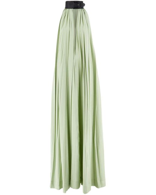 Ferragamo Green Collar Pleated Dress