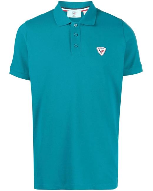 Rossignol Blue Logo-Applique Polo Shirt for men