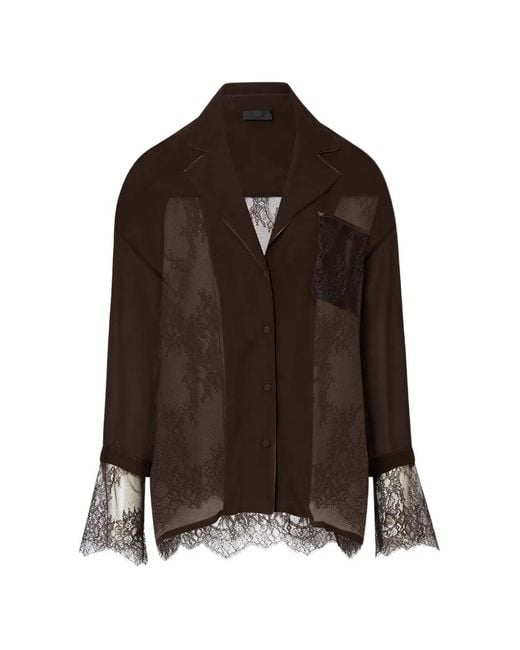 Liu Jo Brown Blouse With Lace Details
