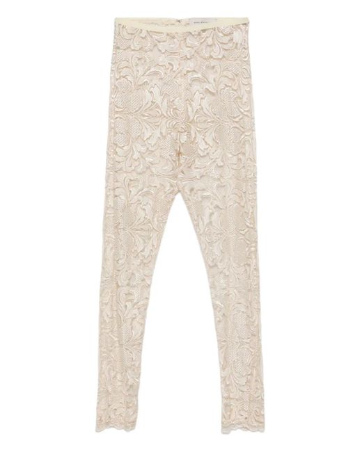 Gemy Maalouf Natural Floral-Lace Leggings