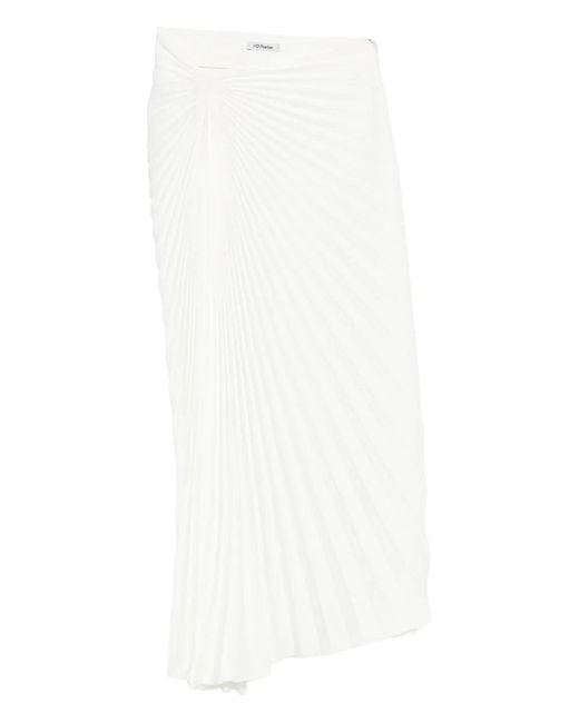 Parlor White Pleated Midi Skirt