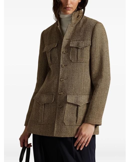 Polo Ralph Lauren Green Herringbone Button-Up Jacket