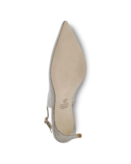 Stuart Weitzman White Pointed-Toe Slingback Pumps
