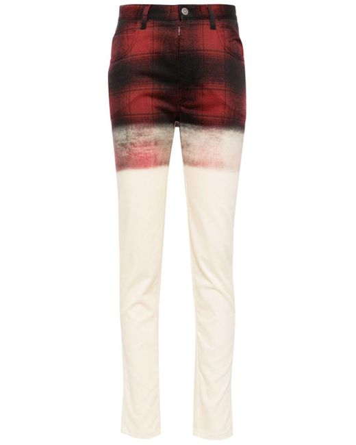 Maison Margiela Red Checked Skinny Jeans