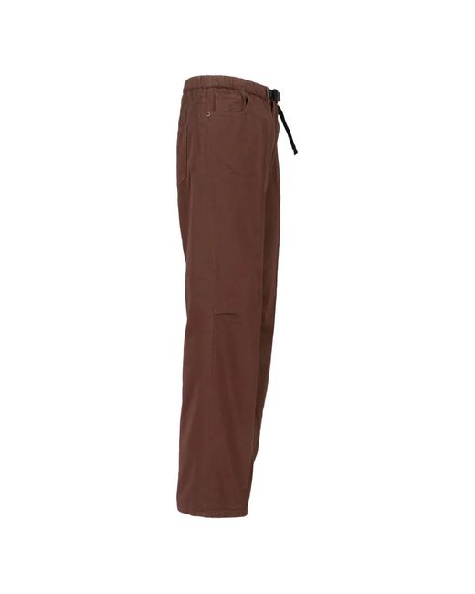 White Sand Brown Belted Trousers for men