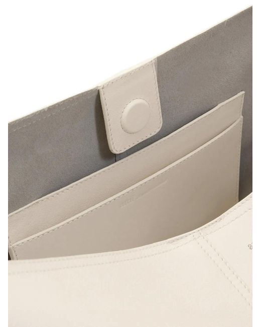 AMI White Large Etienne Leather Shoulder Bag