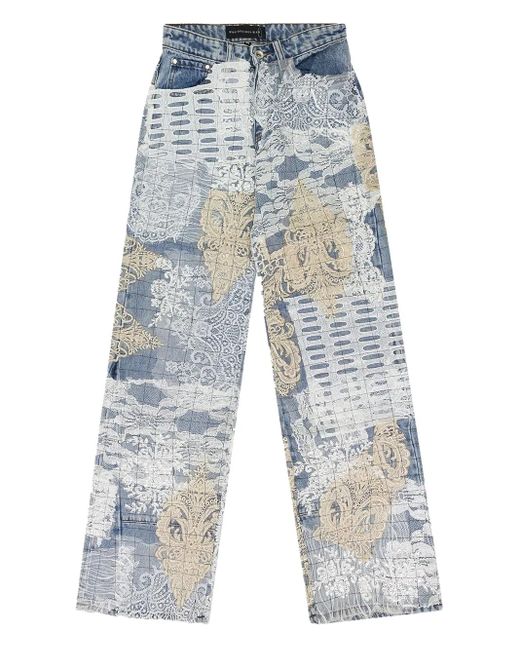 Who Decides War Blue Grid Lace Straight-Fit Jeans for men