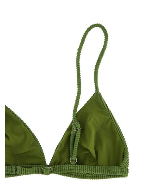 Haight Green Lari Ribbed-Knit Triangle Bikini Top
