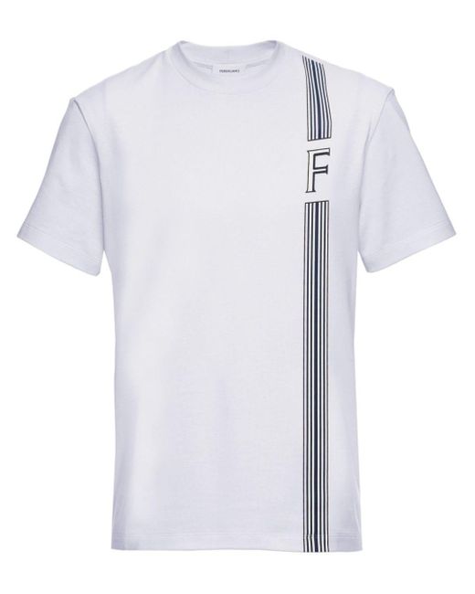 T-shirt a righe di Ferragamo in White da Uomo
