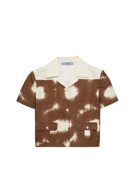 Prada Brown Printed Canvas Shirt