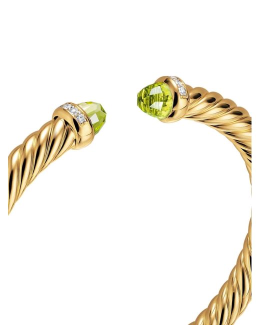 David Yurman Metallic 18K Cablespira Flex Peridot And Diamond Bracelet