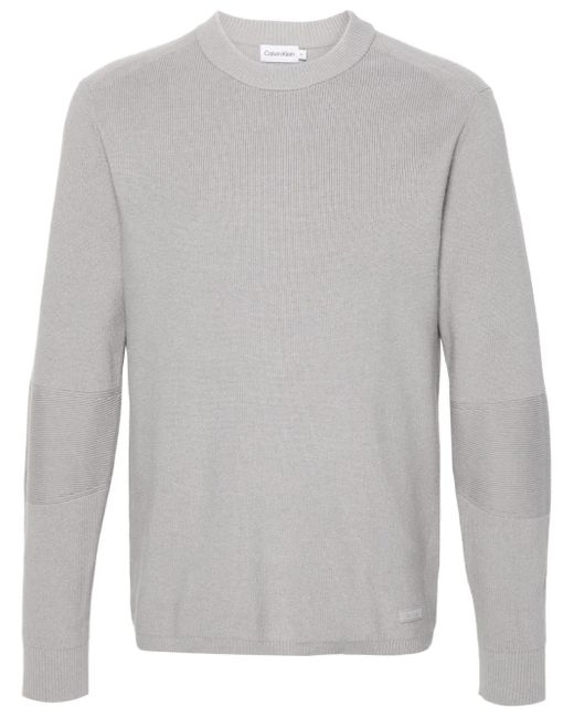 Calvin Klein Gray Pull En Maille Fine À Col Rond for men