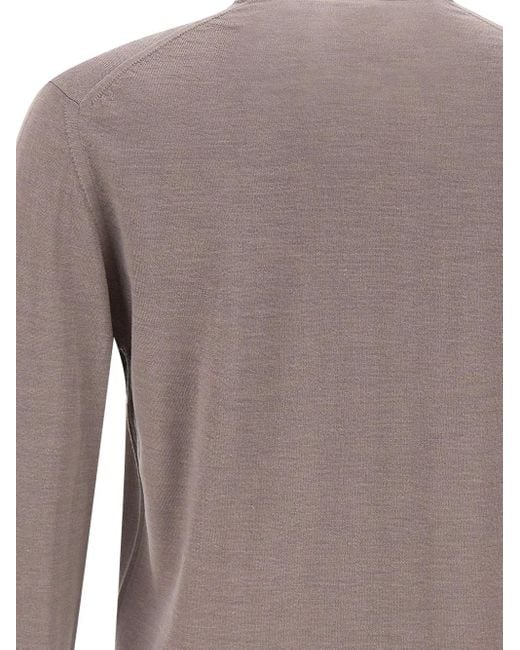 Maglione Girocollo Con Orlo A Coste di Eleventy in Gray da Uomo