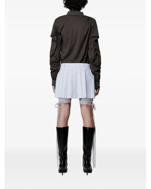 SRVC Studio Black Wrap-Front Long-Sleeve Polo Top