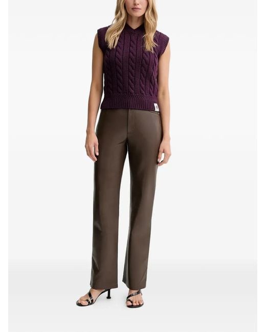 Bally Purple Cable-Knit V-Neck Top