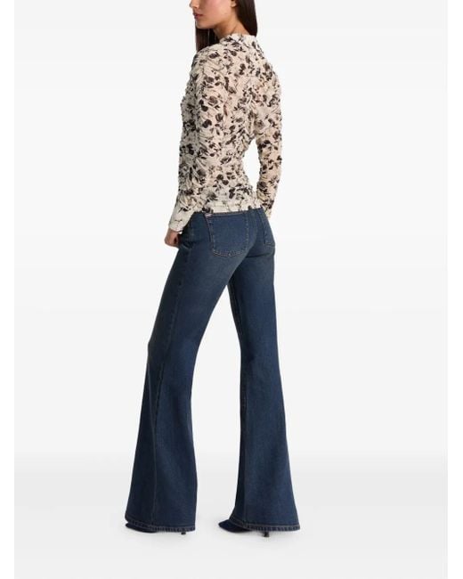 Alice + Olivia Natural Portia Ruched Mesh Top