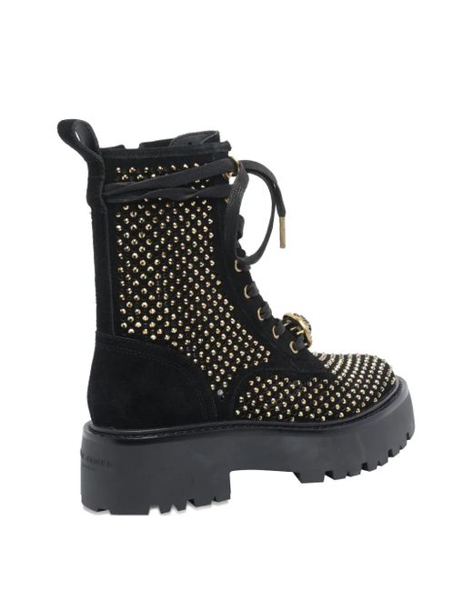 Kurt Geiger Black Stud-Embellished Lace-Up Boots