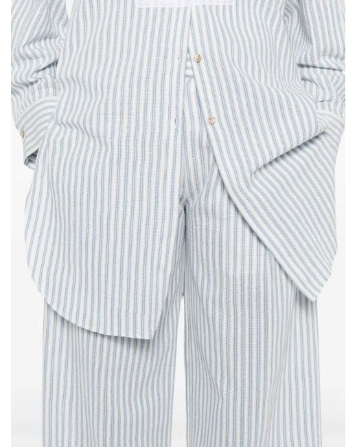 Forte_forte White Striped Pleated Trousers