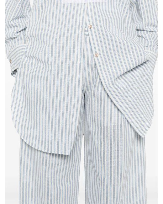 Forte_forte White Striped Pleated Trousers