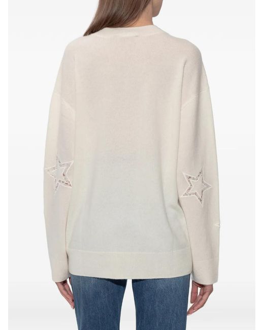 LoveShackFancy White Pull À Étoiles En Dentelle