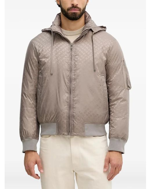ARMANI EXCHANGE Gray Logo-Print Padded Jacket for men