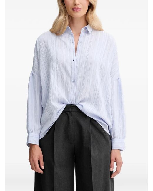 Sessun White Striped Buttoned Top