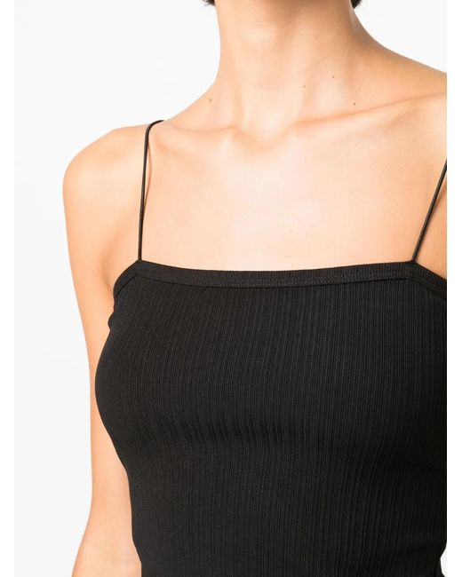 Helmut Lang Black Spaghetti-Strap Ribbed Top
