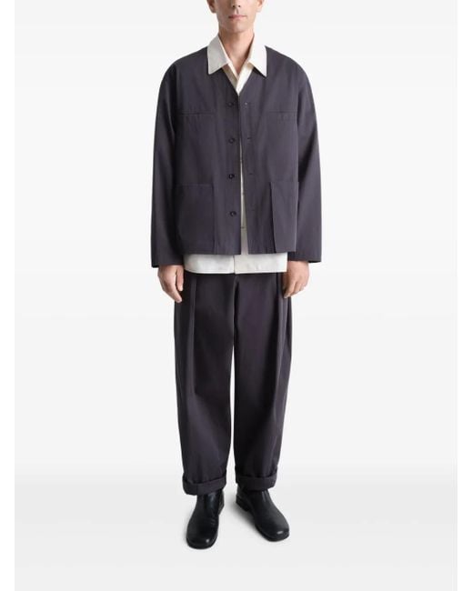 Lemaire Blue Collarless Overshirt for men
