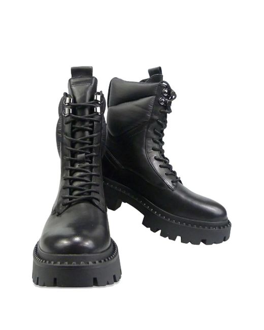 Ash Black Gefütterte Schnürstiefel