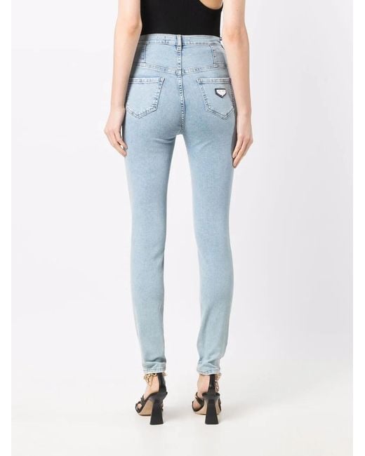 Philipp Plein Blue Iconic High-Waist Skinny Jeans