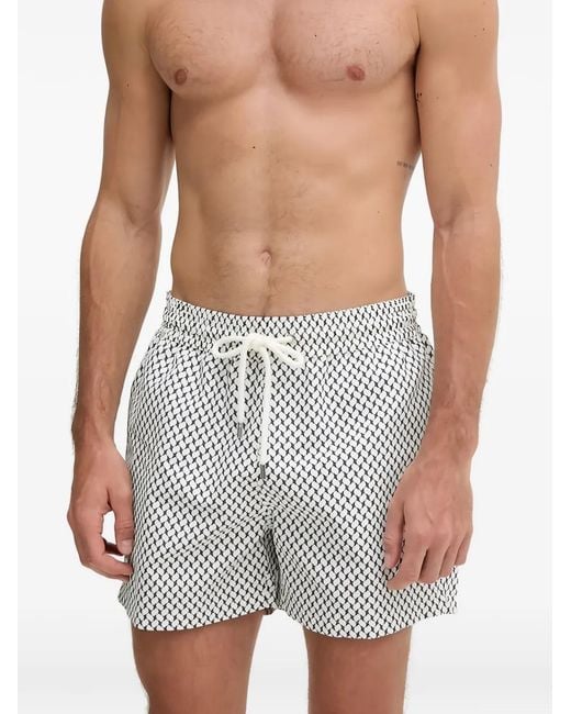 Frescobol Carioca Blue Geometric-Print Swim Shorts for men