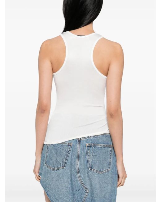 Christopher Esber White Encased Lace Ribbed Tank Top