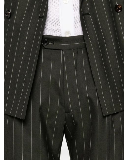 Tagliatore Green Pinstripe Double-Breasted Suit for men