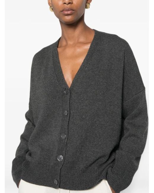 SERGIO MORETTI FIRENZE Gray V-Neck Button-Up Cardigan