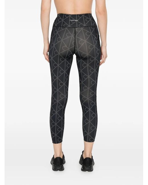 Calvin Klein Black Monogram-Print Performance Leggings