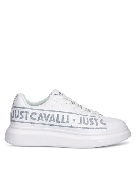 Just Cavalli White Logo-Detail Low-Top Sneakers for men