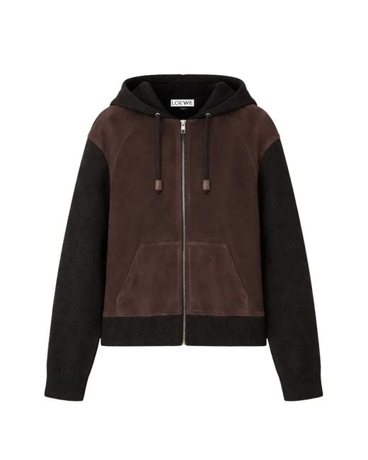 Loewe Brown Drawstring Zip-Up Hoodie for men