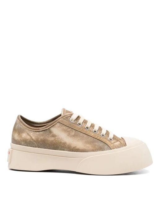 Marni Natural Faded Panelled Lace-Up Sneakers