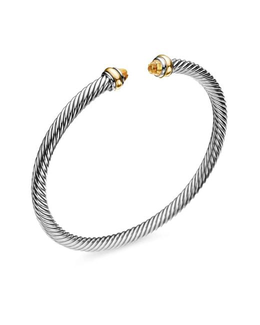 David Yurman White 18Kt And Sterling Classic Cable Bracelet (4Mm)
