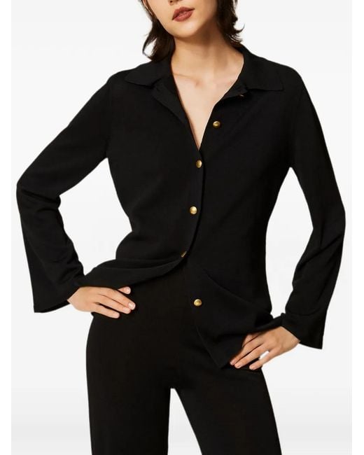 Twinset Black Knit Shirt With Buttons