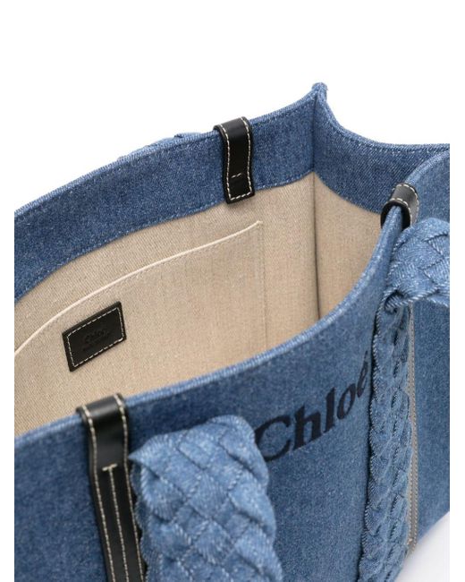 Chloé Blue Medium Woody Denim Tote Bag